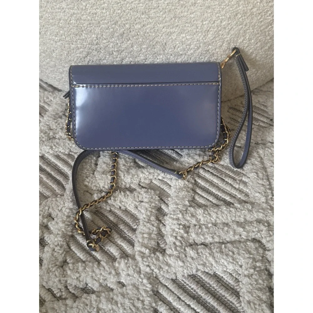 Tory Burch Britten Smooth‎ Chain Wallet w/Wristlet in Dark Lotus (Purple)